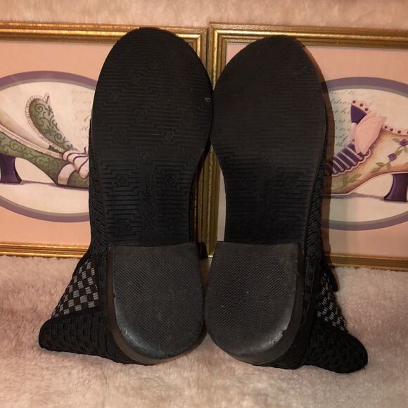 Zee Alexis 9 Dawn Black Gray Pleated Checkered Inset Design Ankle Booties - Picture 10 of 13